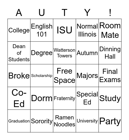 ILLINOIS STATE UNIVERSITY Bingo Card