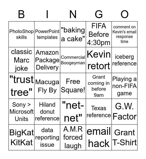 Digital Team Bingo Card Bingo Card