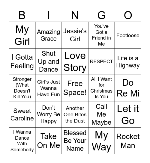 Music Bingo!! Bingo Card