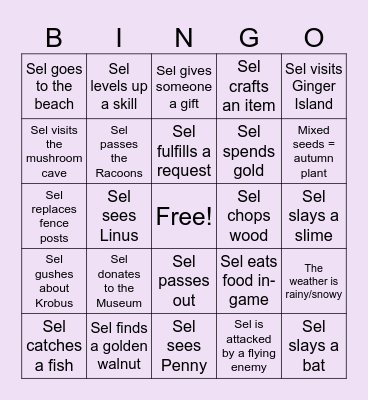 Stardew Bingo Card