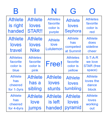 *STAR ATL DIAMONDS* Bingo Card