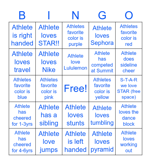 *STAR ATL DIAMONDS* Bingo Card