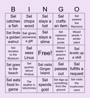 Stardew Bingo Card