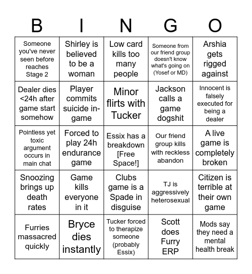 Borderlands Bingo Card