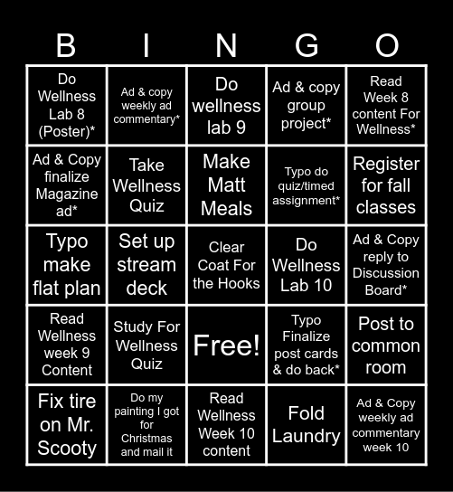 To - Do List Bingo 3 Bingo Card