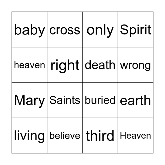 Creed Bingo Card