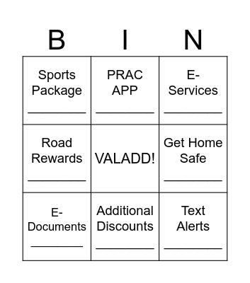 VALADD Bingo Card