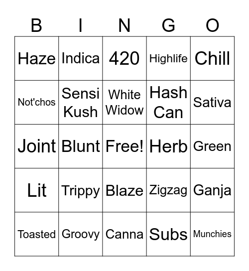 Cheba Hut Bingo Card