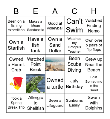 Life's a Beach Bingo Card