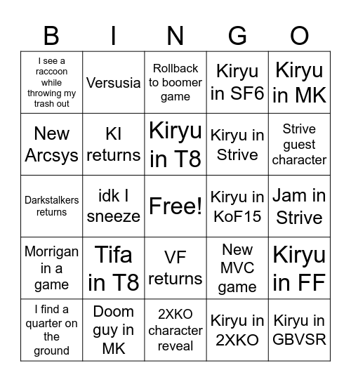 Evo 2024 Announcements Bingo Card