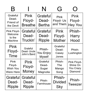 Radio Bingo Jam Band Band Jam Bingo Card