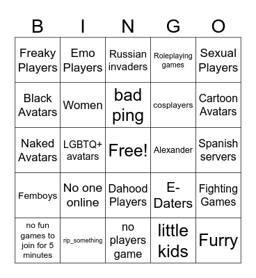 Roblox Bingo Card