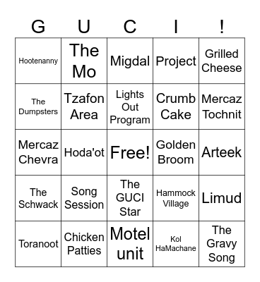 GUCI BINGO! Bingo Card