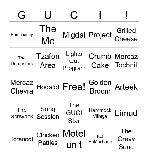 GUCI BINGO! Bingo Card
