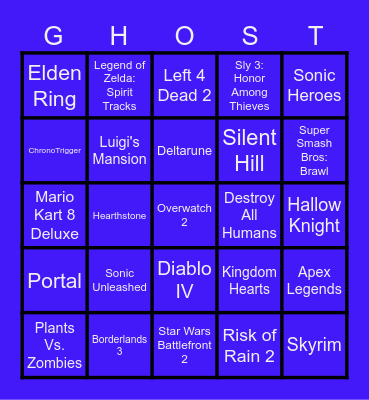 Ghost Bingo #1 Bingo Card