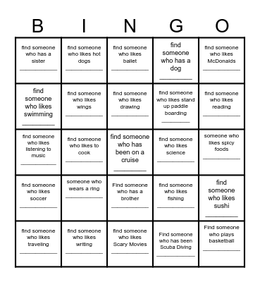 Get to Know You BINGO! Bingo Card