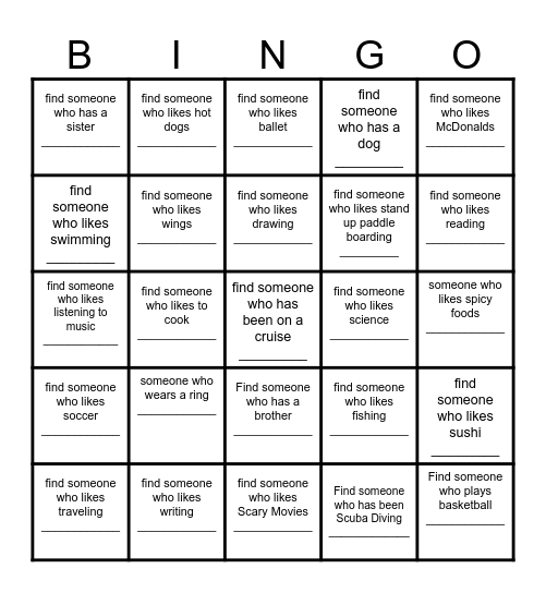 Get to Know You BINGO! Bingo Card