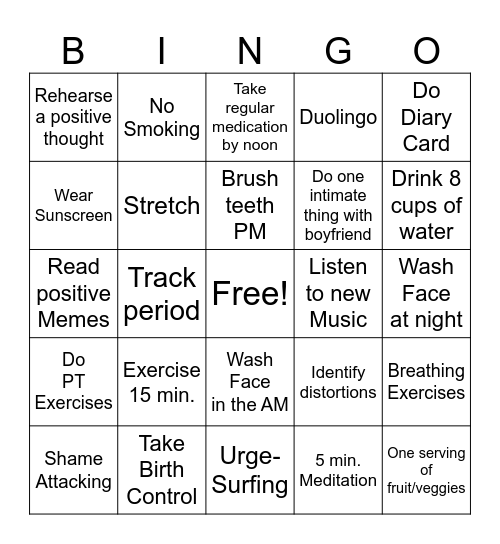 Have a Good Day :D Bingo Card
