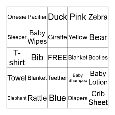 BABY GIFT BINGO Card
