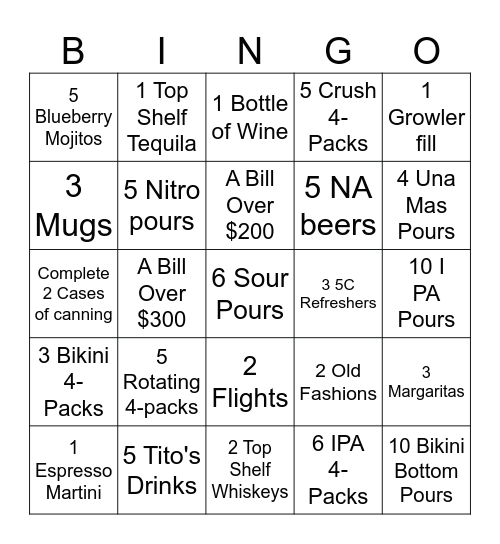 5C Bingo Card