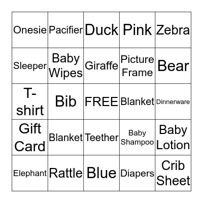 BABY GIFT BINGO Card