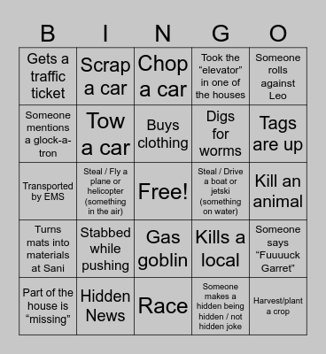 Hidden Bingo Card