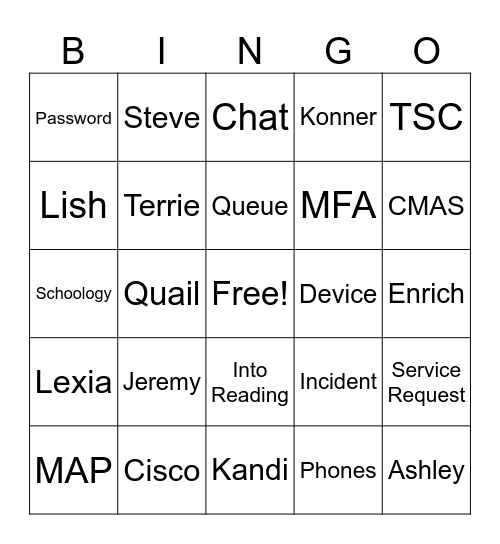 TSC Bingo Card