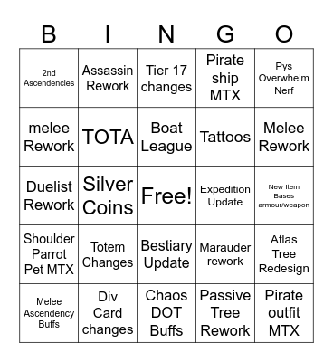 Poe 3.25 Bingo Card