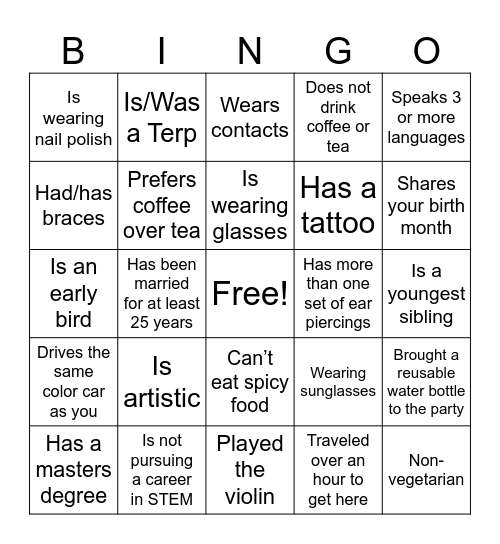 Graduation Meet and Greet! Bingo Card