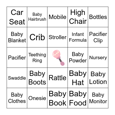 Baby Shower Bingo! Bingo Card