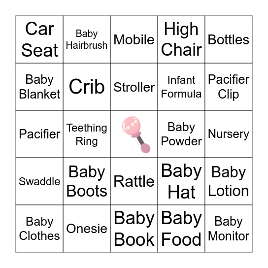 Baby Shower Bingo! Bingo Card