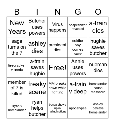 The Boys Bingo Card