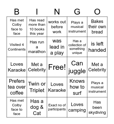 Fun Friday Team! Bingo Card