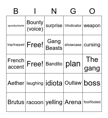 The Bandito Bingo V1 Bingo Card