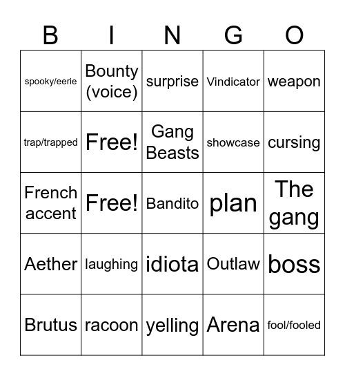 The Bandito Bingo V1 Bingo Card