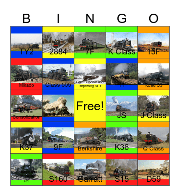 Freight Steam Locomotives Past, Present and  Preservation Bingo Card