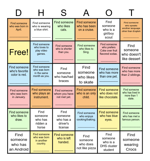 Find Someone Who... Bingo Card