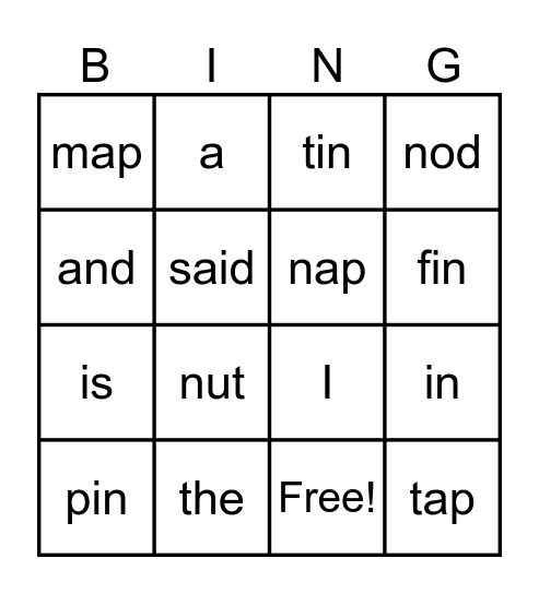 Group 1 /n/ Bingo Card