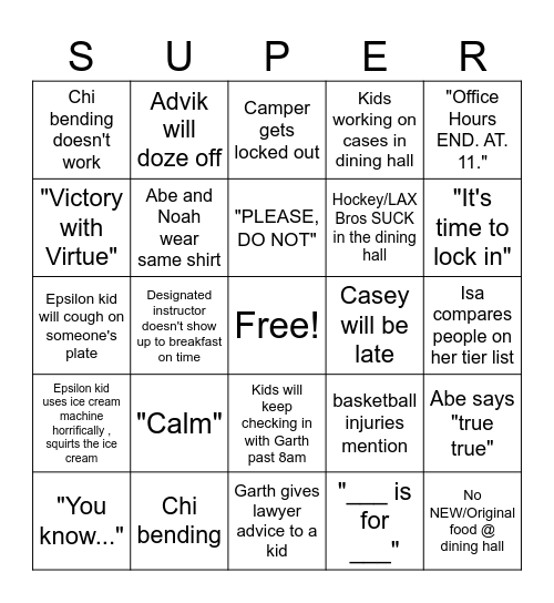 Morning CDC Bingo Card