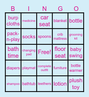 Baby Shower Bingo Card