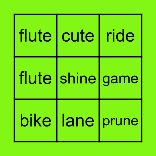 Magic E Bingo Card