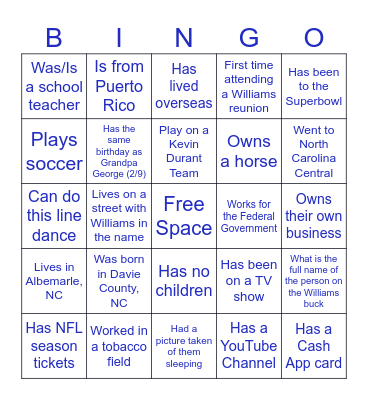 FIND THE GUEST…. Bingo Card