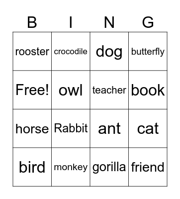 My friends Bingo Card