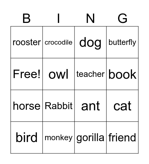 My friends Bingo Card