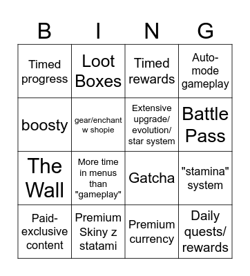 P2W BINGO Card