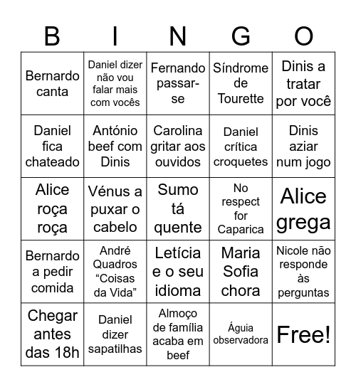 Caparicaaa Bingo Card