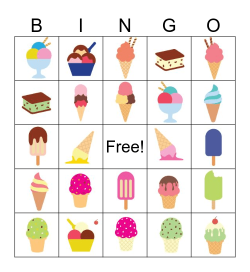 We All Scream for Ice Cream Bingo Card