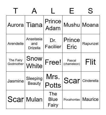 Once Upon A Time Trivia Bingo Card