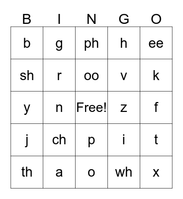 Phonics BINGO Card