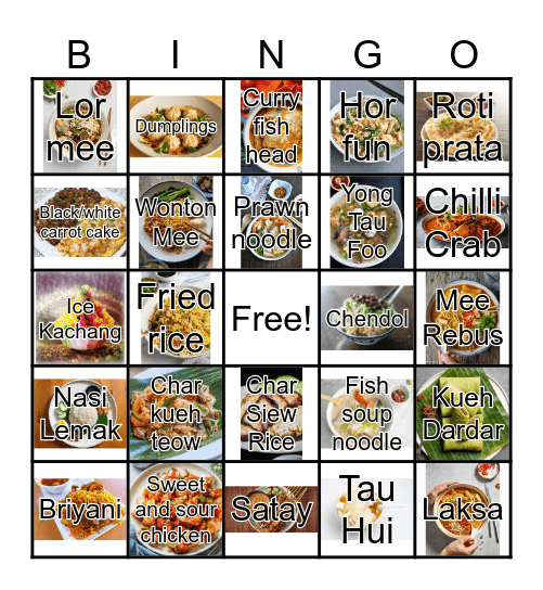 Singaporean food BINGO! Bingo Card